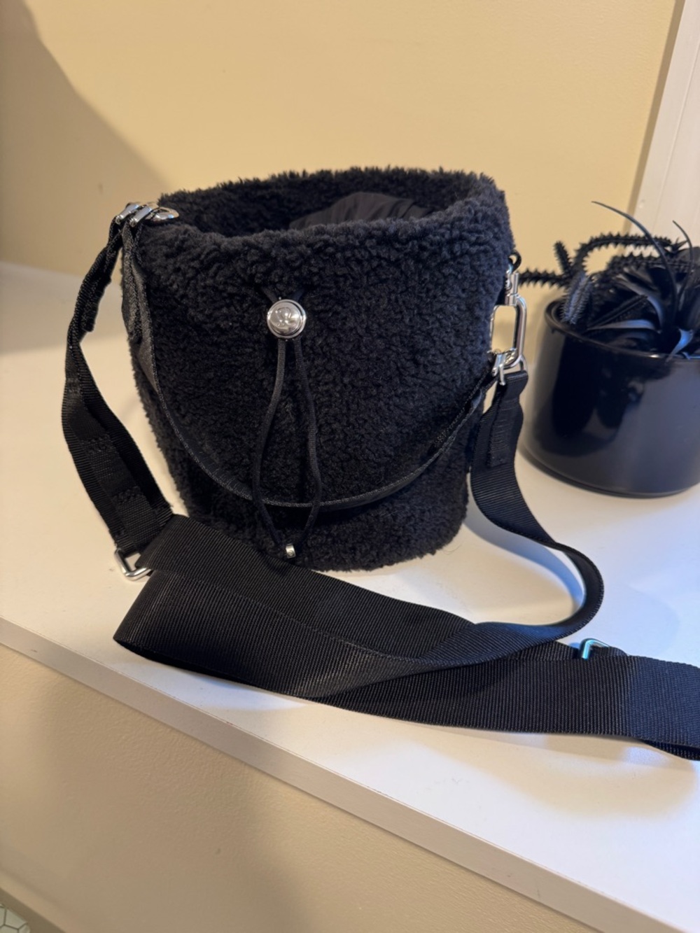 Lululemon Black Sherpa Bucket Crossbody Bag